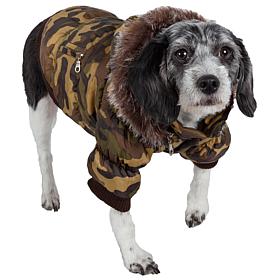 Pet Life Metallic Fashion Dog Parka Coat with Removable Hood