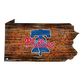 Philadelphia Phillies 24in. Distressed State w/Logo Sign  
