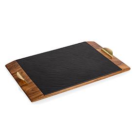 Picnic Time Covina - Acacia & Slate Serving Tray, (Wood w/ Accents)