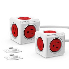 PowerCube Extended 2-pack 5 Socket Surge Protector with 5 ft. Cable