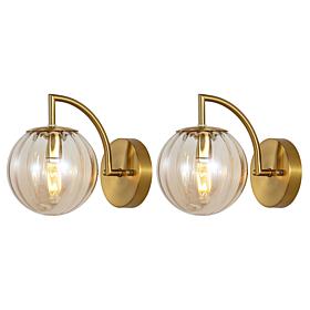 Psylla 2-Pack Smoke Grey Glass & Brass Wall Sconces