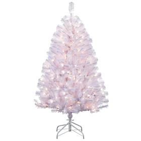Puleo 4.5 ft. White Noble Fir Artificial Christmas Tree w/250 Lights