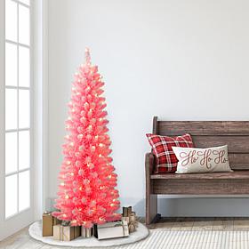 Puleo International 4.5' 100-Light Artificial Christmas Tree, Pink