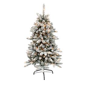 Puleo International 4.5' Pre-Lit Flocked Fir  Christmas Tree