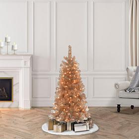 Puleo International 4.5' Pre-lit Rose Gold Artificial Christmas Tree
