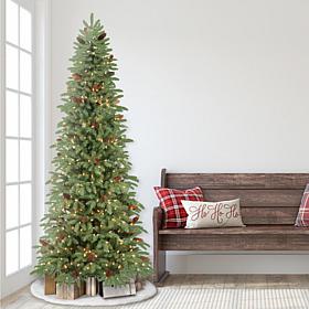 Puleo International 7.5' Pre-Lit Slim Spruce Artificial Christmas Tree
