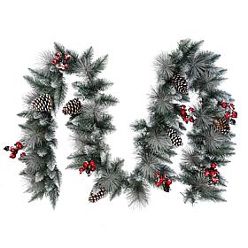 Puleo International 9' Sterling Pine  Garland with Silver Glitter