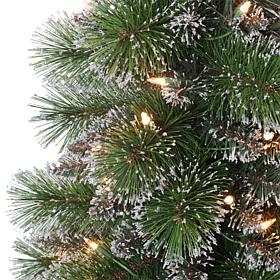 Puleo Intl. Pre-Lit 4' Potted Glitter Artificial Christmas Tree, Green