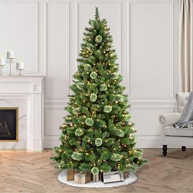 Puleo Intl. Pre-Lit 7.5' Western Pine Artificial Christmas Tree, Green