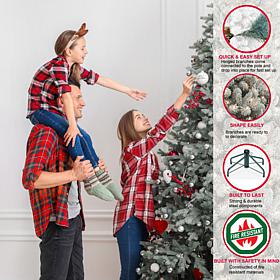 Puleo Intl. Pre-Lit 9' Flocked Royal Spruce Artificial Christmas Tree