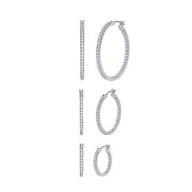 Radiance by Absolute™ 18.30ctw Sterling Silver Hoop Earrings 3pc Set