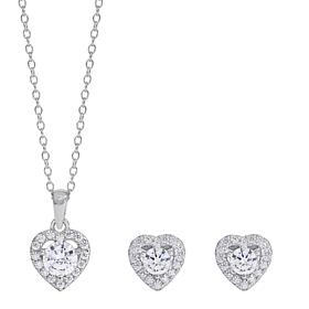 Radiance by Absolute™ 2.63ctw Round Stone Heart Pendant and Earrings