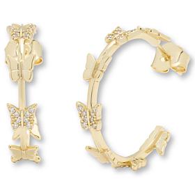 Radiance by Absolute™ .33ctw Simulated Diamond Butterfly Hoop Earrings