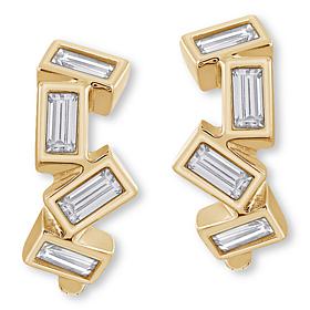 Radiance by Absolute™ .36ctw Scattered Baguette Hugger Hoop Earrings