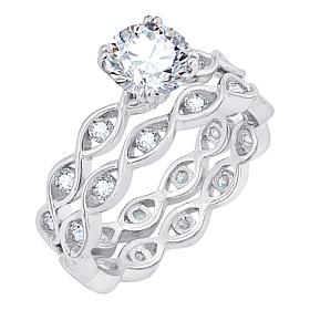 Radiance by Absolute™ 3.72ctw Wavy-Shank Solitaire Ring 2-piece Set