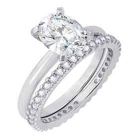 Radiance by Absolute™ 3.7ctw Solitaire Pavé Bridal Ring 2-piece Set