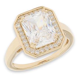 Radiance by Absolute™ 6ctw Simulated Diamond Emerald Cut Halo Ring
