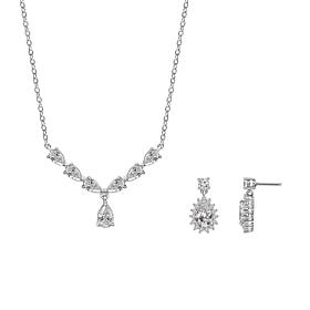 Radiance by Absolute™ 7.14ctw Pear Halo Necklace and Earrings Set