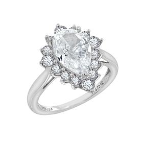 Radiance by Absolute™ 7.16ctw Pear and Pavé Halo Ring