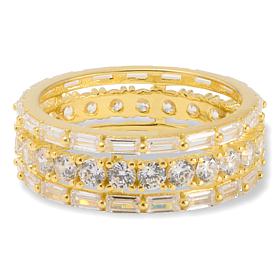 Radiance by Absolute™ Goldtone Sterling Silver 3-Row CZ Band Ring