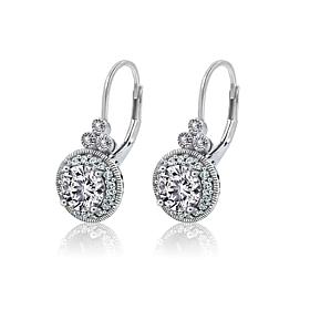 Radiance by Absolute™ Platinum-Plated Round Halo Drop Earrings