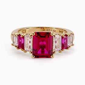 Radiance by Absolute™ Simulated Gemstone 7-Stone Emerald Cut Ring 