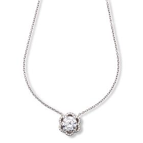 Radiance by Absolute™ Sterling Silver Blossom Halo Drop 16" Necklace