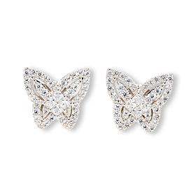 Radiance by Absolute™ Sterling Silver Butterfly Pavé Stud Earrings