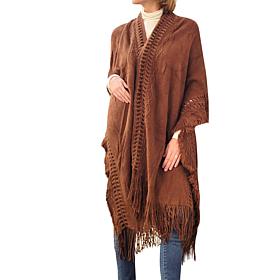 Raj Sienna Frayed Crochet Woven Ruana