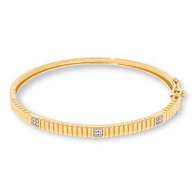 Rarities 1/10ctw Diamond Etched Hinged Gold-Plated Bangle Bracelet