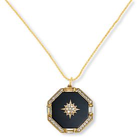 Rarities 18" Gold-Plated Gemstone Octagon Pendant Necklace