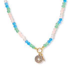 Rarities 28" Multicolor Gemstone Gold-Plated Beaded Charm Necklace