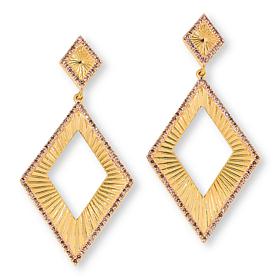 Rarities 3/4ctw Diamond Fluted Diamond-Shaped Drop Earrings
