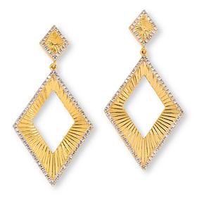 Rarities 3/4ctw Diamond Fluted Diamond-Shaped Drop Earrings