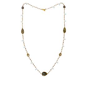 Rarities 36" Labradorite and Blue Topaz Goldtone Necklace