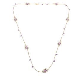 Rarities 40" Amethyst, Topaz and Moonstone Station Necklace