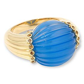 Rarities Blue Chalcedony & Citrine Carved Gold-Plated Ring
