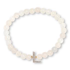Rarities Diamond Initial Rainbow Moonstone Stretch Bracelet