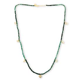 Rarities Emerald Bead 30" Necklace with Gold-Plated Charms