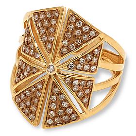 Rarities Gold-Plated 1/2cttw Champagne Diamond Open Space Star Ring