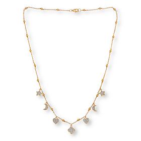 Rarities Gold-Plated 1/2ctw White Diamond Moon and Star Necklace