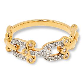 Rarities Gold-Plated 1/5ctw Diamond Horseshoe Link Band Ring