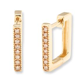 Rarities Gold-Plated 1/6ctw Diamond Square Huggie Hoop Earrings