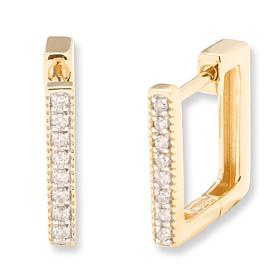 Rarities Gold-Plated 1/6ctw Diamond Square Huggie Hoop Earrings