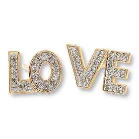 Rarities Gold-Plated 1/6ctw White Diamond LOVE Stud Earrings