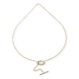 Rarities Gold-Plated Black or White Diamond Evil Eye Lariat Necklace