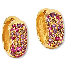 Rarities Gold-Plated Diamond-Accented Gemstone Huggie Hoop Earrings