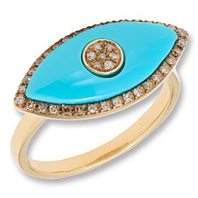 Rarities Gold-Plated Diamond and Gemstone "Evil Eye" Ring