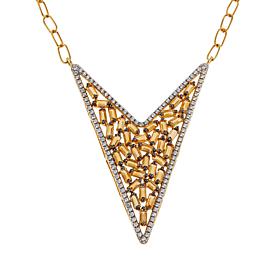 Rarities Gold-Plated Gem and White Zircon V-Shaped Necklace
