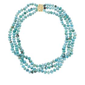 Rarities Gold-Plated Larimar and White Zircon Beaded Necklace